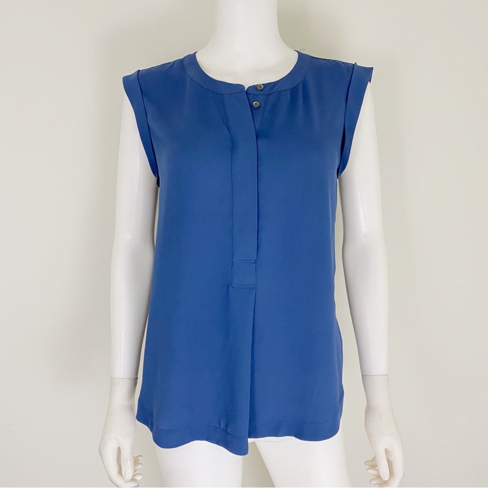 J.Crew Size 4 Tunic Blue Sleeveless 1/4 Button Blouse